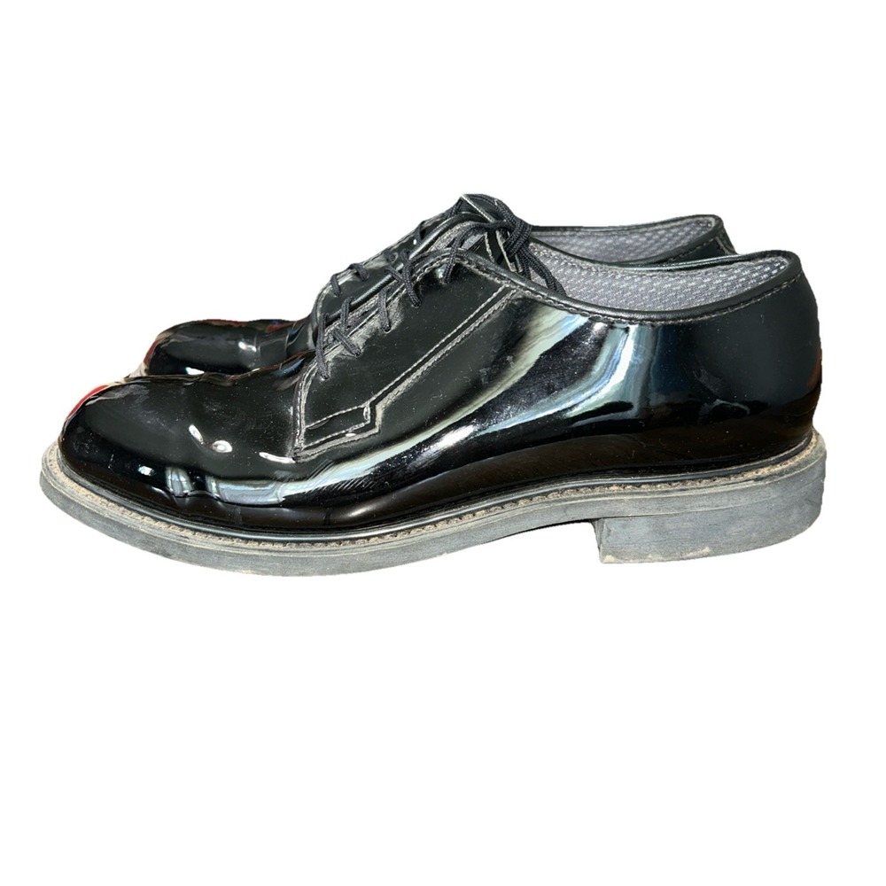 Bates Men Dress Shoes High Gloss Lace Up Oxford Black Size 7.5E Military Vibram